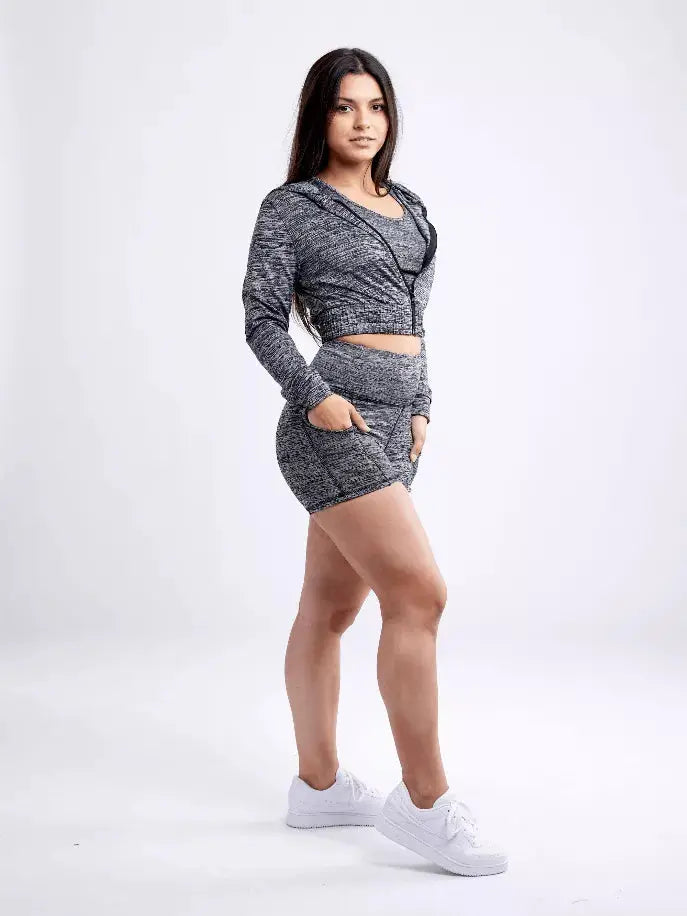 Athletic Zip-Up Crop Hoodie Jacket JupiterGear