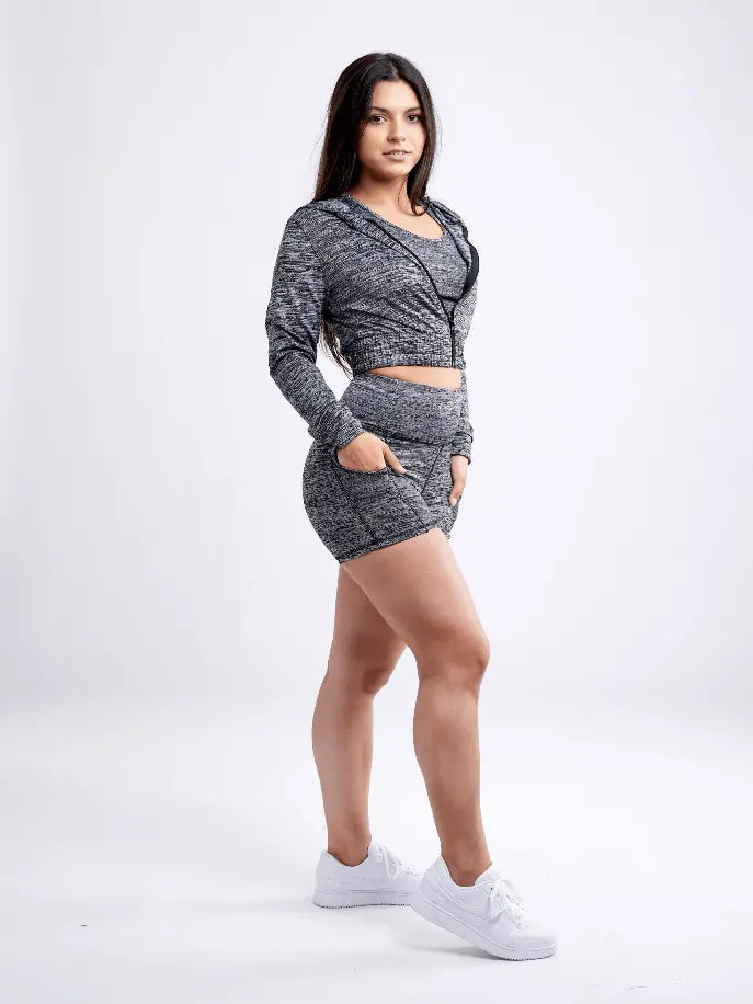 Athletic Zip-Up Crop Hoodie Jacket JupiterGear