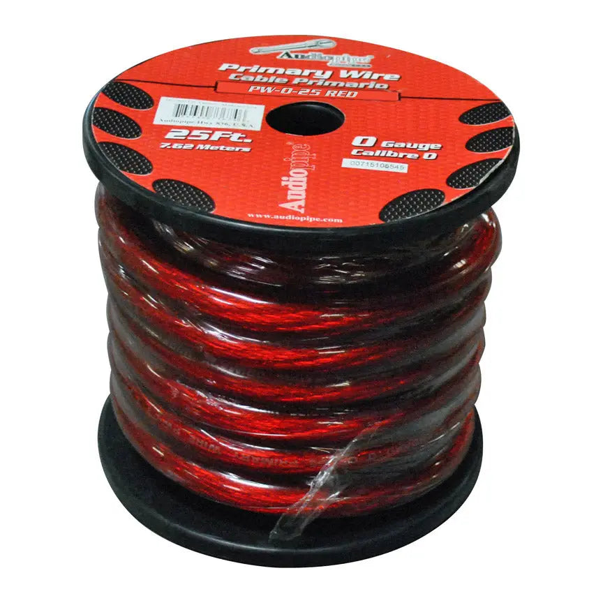 Audiopipe Power Cable 0-gauge 25 Foot Spool - Red Nippon