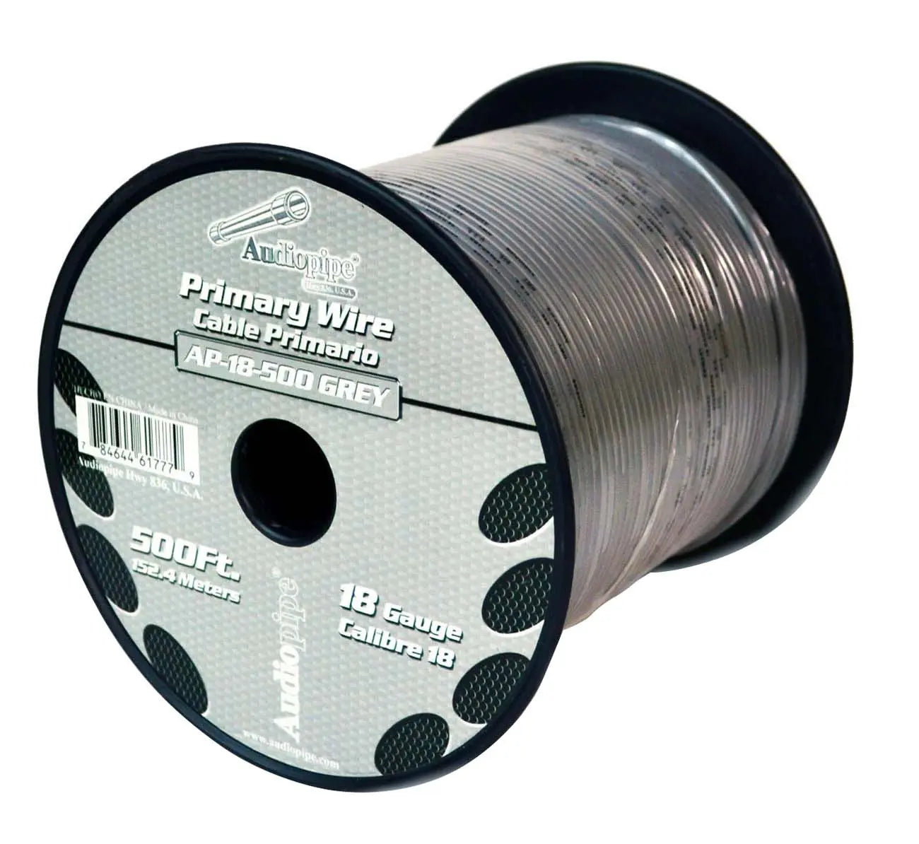 Audiopipe Primary Wire 18-gauge 500 Foot Spool - Gray Nippon