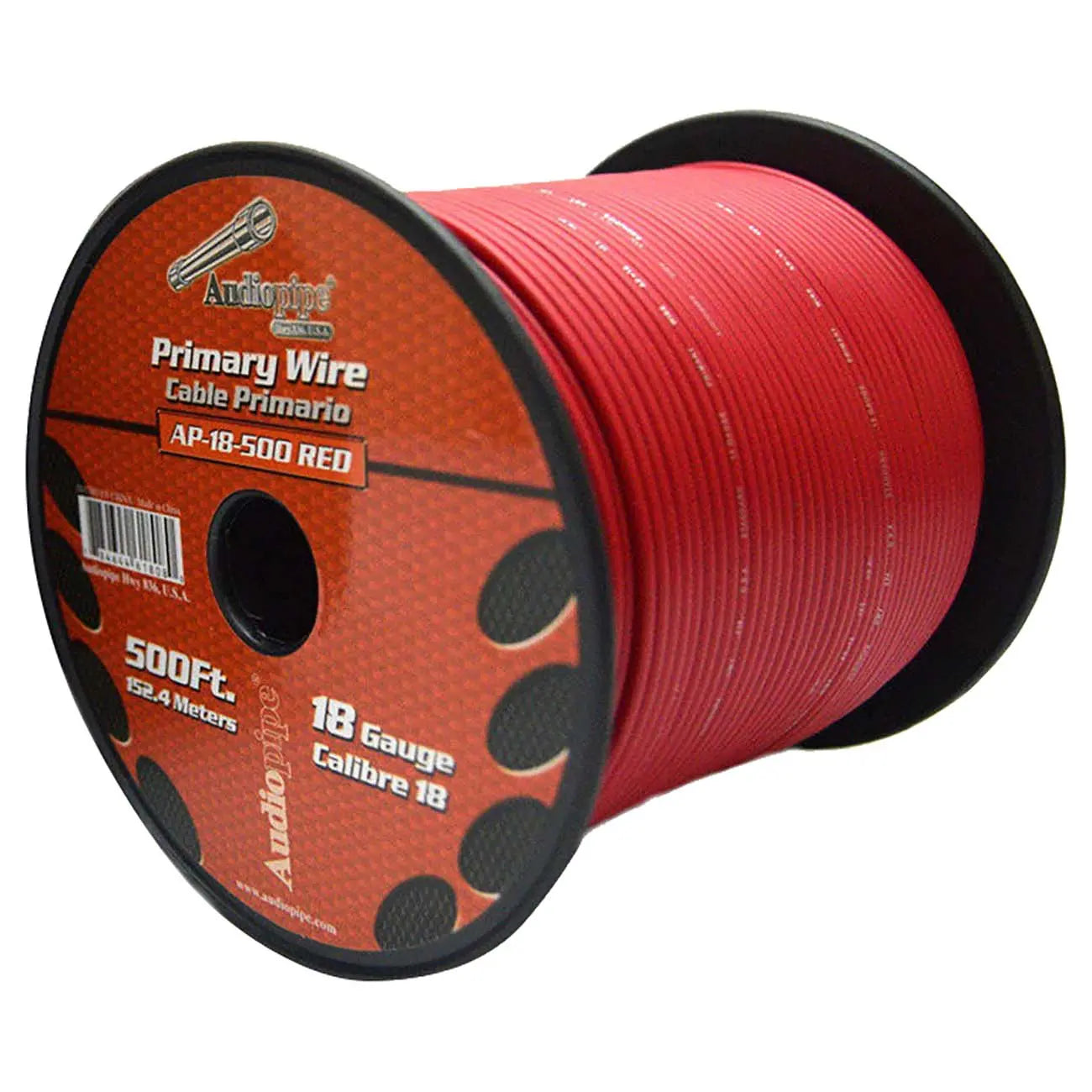 Audiopipe Primary Wire 18-gauge 500 Foot Spool - Red Nippon
