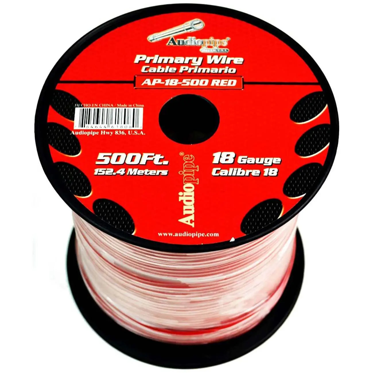 Audiopipe Primary Wire 18-gauge 500 Foot Spool - Red Nippon