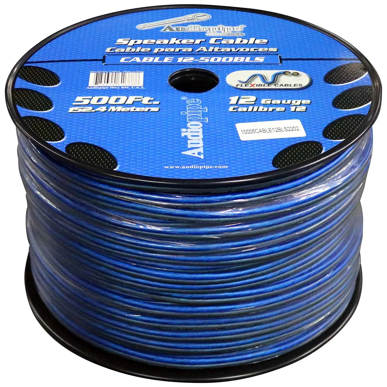 Audiopipe Speaker Wire 12-gauge 500 Foot Spool - Blue/clear Nippon