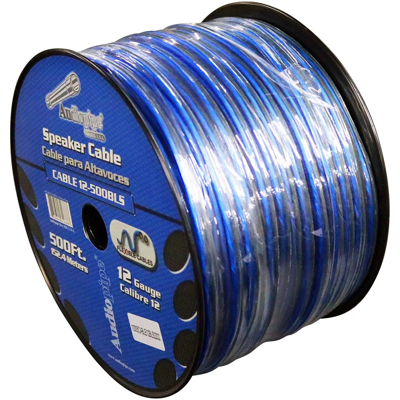 Audiopipe Speaker Wire 12-gauge 500 Foot Spool - Blue/clear Nippon