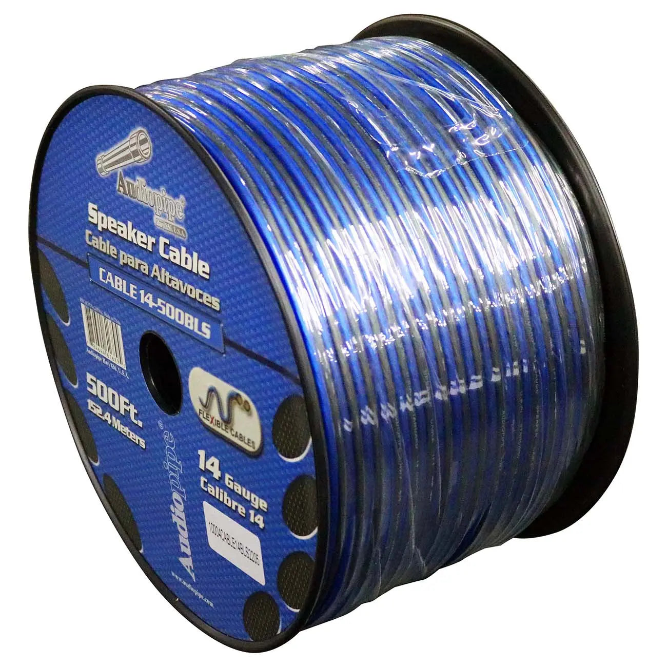 Audiopipe Speaker Wire 14-gauge 500 Foot Spool - Blue/clear Nippon