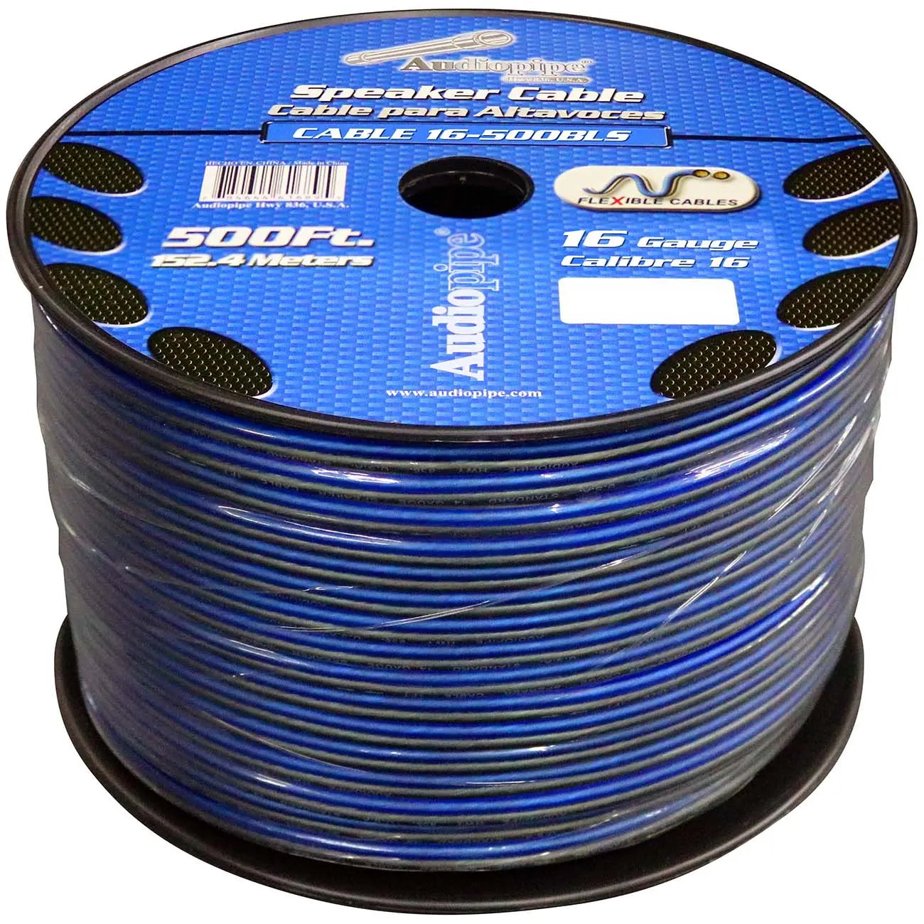 Audiopipe Speaker Wire 16-gauge 500 Foot Spool - Blue/clear Nippon