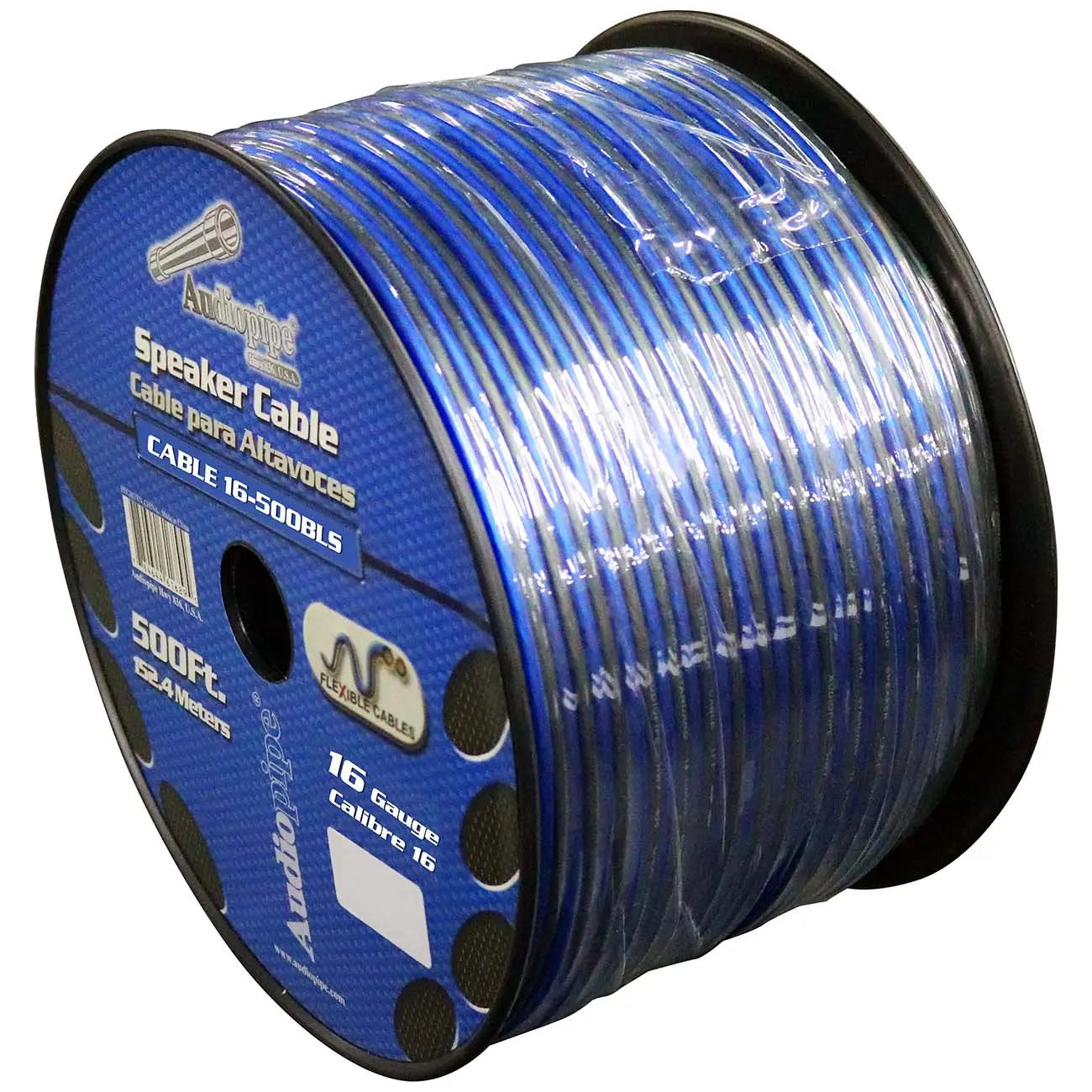 Audiopipe Speaker Wire 16-gauge 500 Foot Spool - Blue/clear Nippon