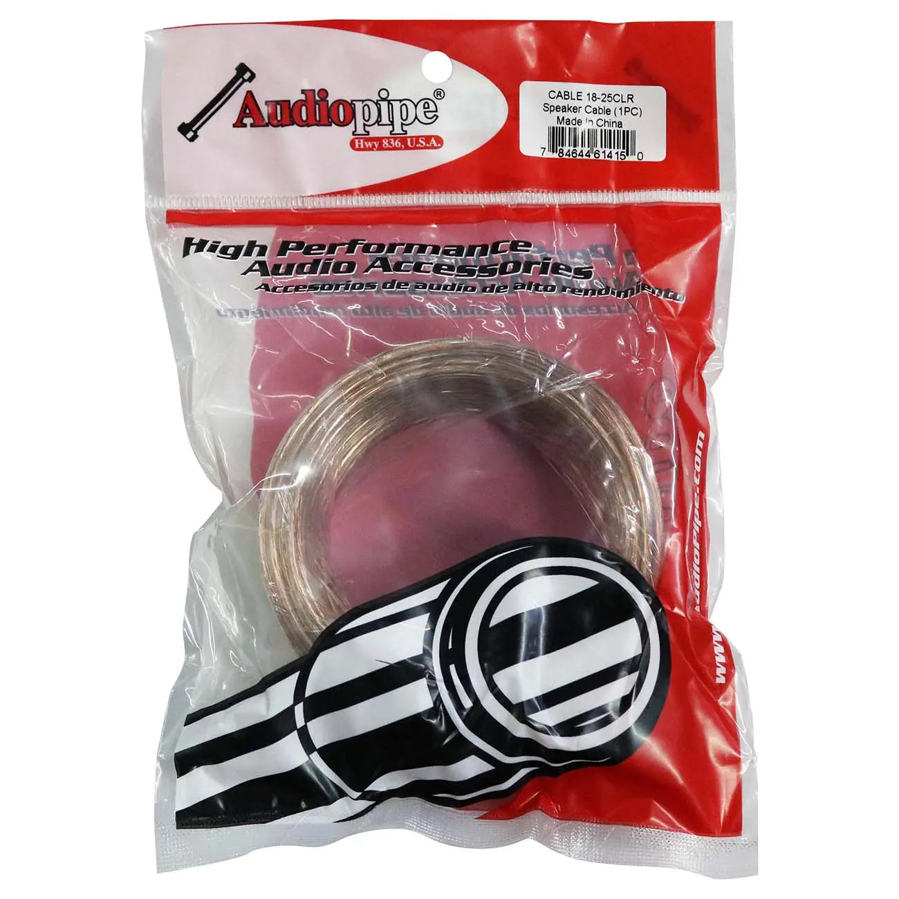 Audiopipe Speaker Wire 18-gauge 25 Foot Poly Bagged - Clear Insulation Nippon