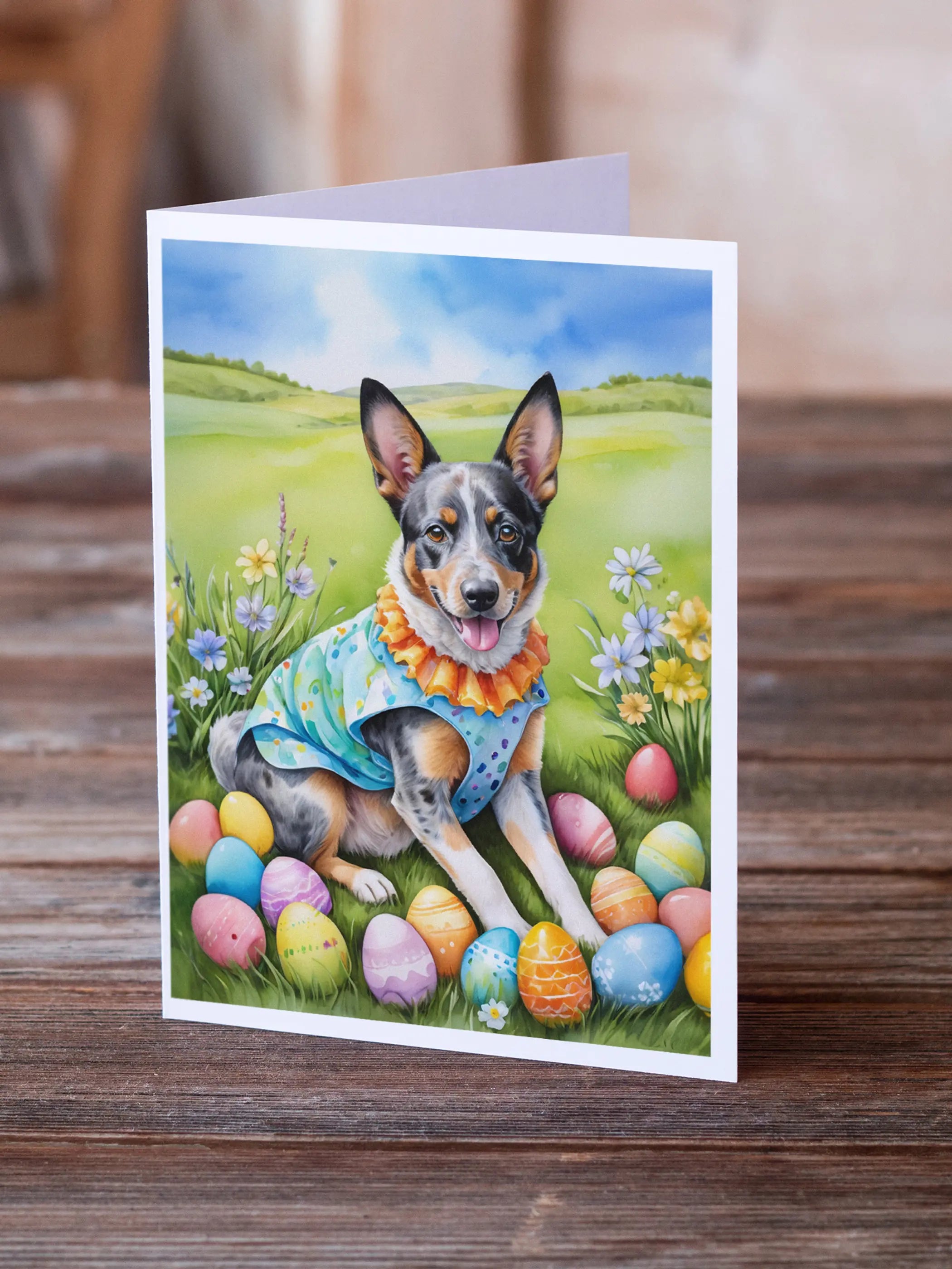 Australian Cattle Dog Easter Egg Hunt Greeting Cards Pack of 8 Caroline's Treasures