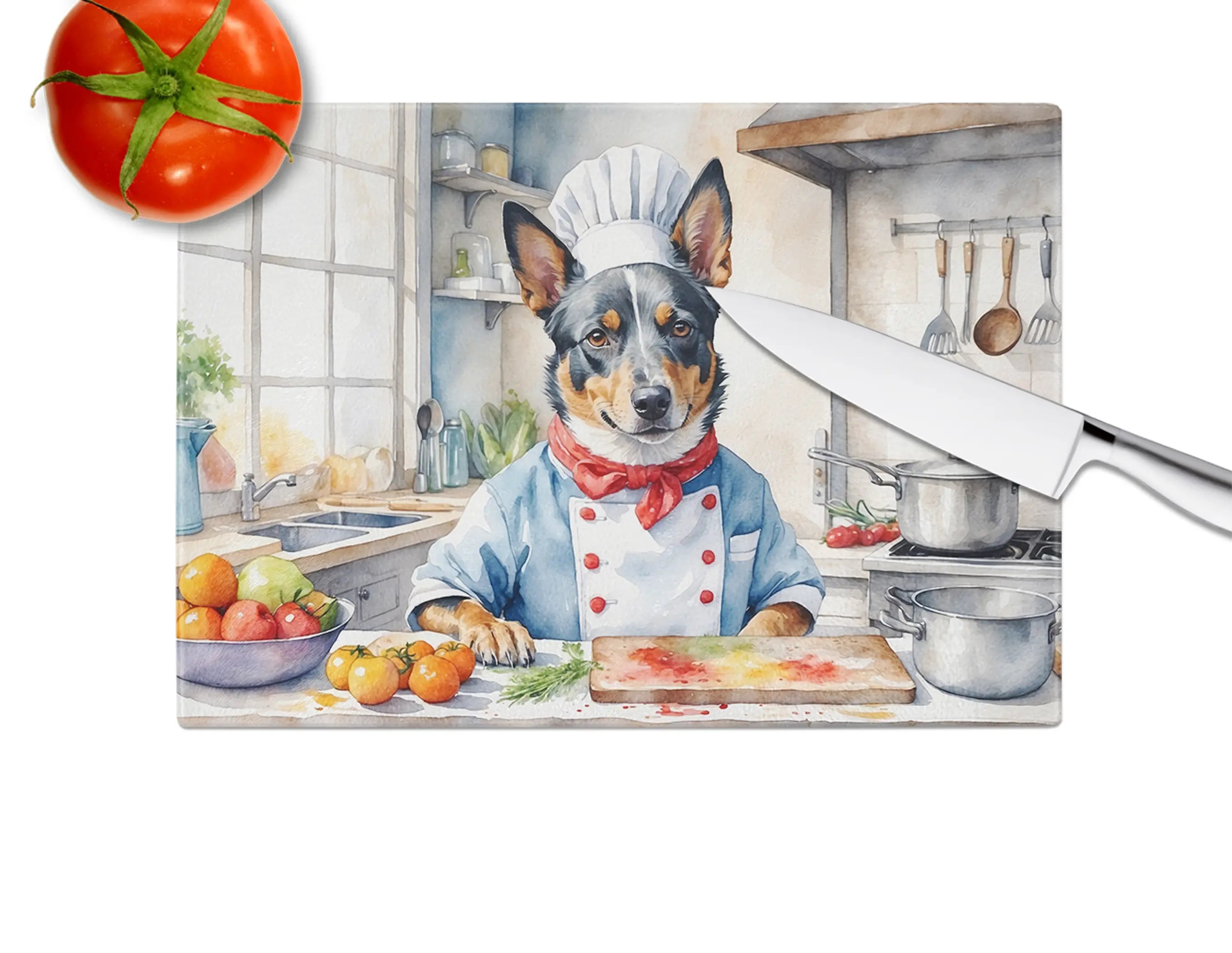 Australian Cattle Dog The Chef Glass Cutting Board Caroline's Treasures