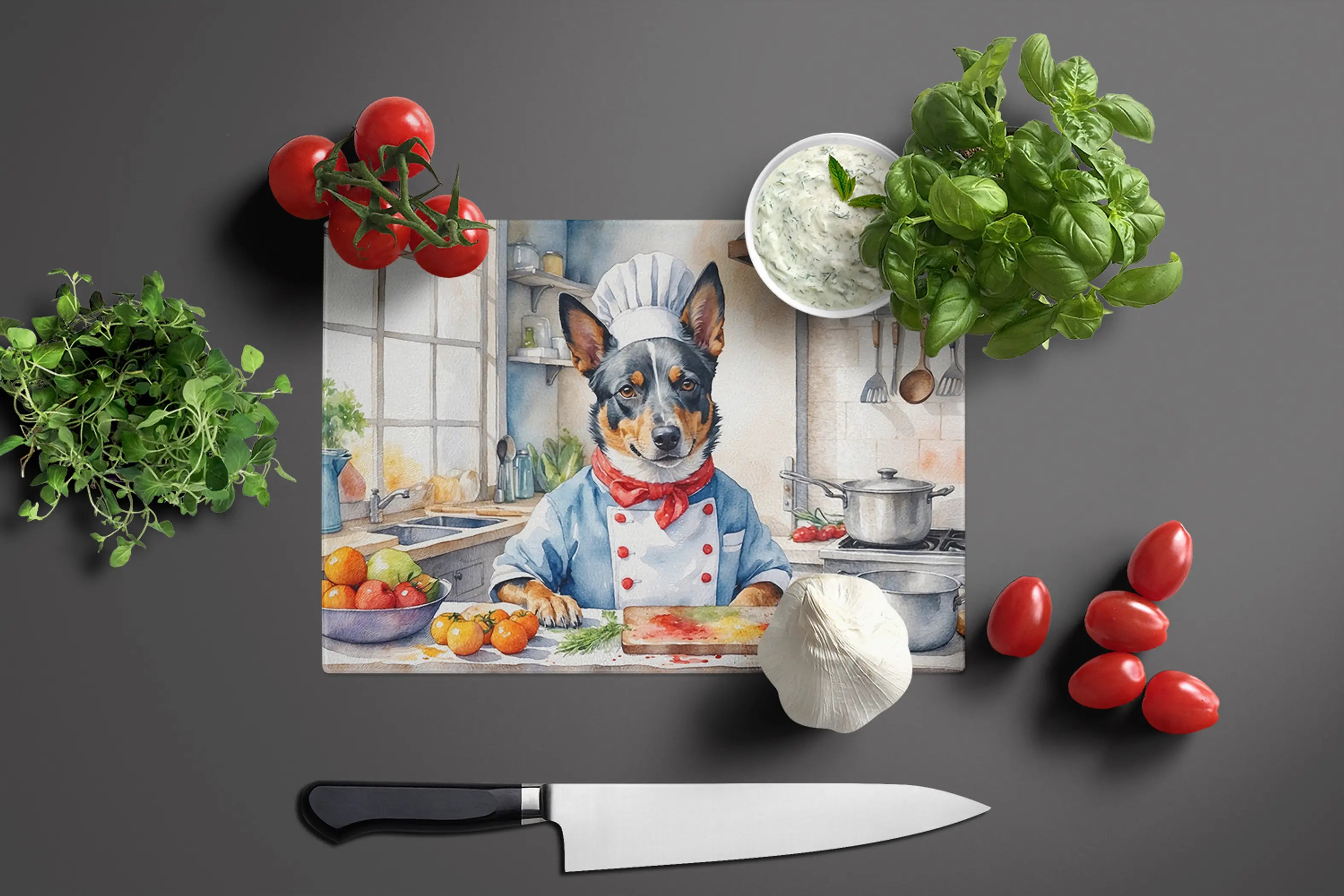 Australian Cattle Dog The Chef Glass Cutting Board Caroline's Treasures