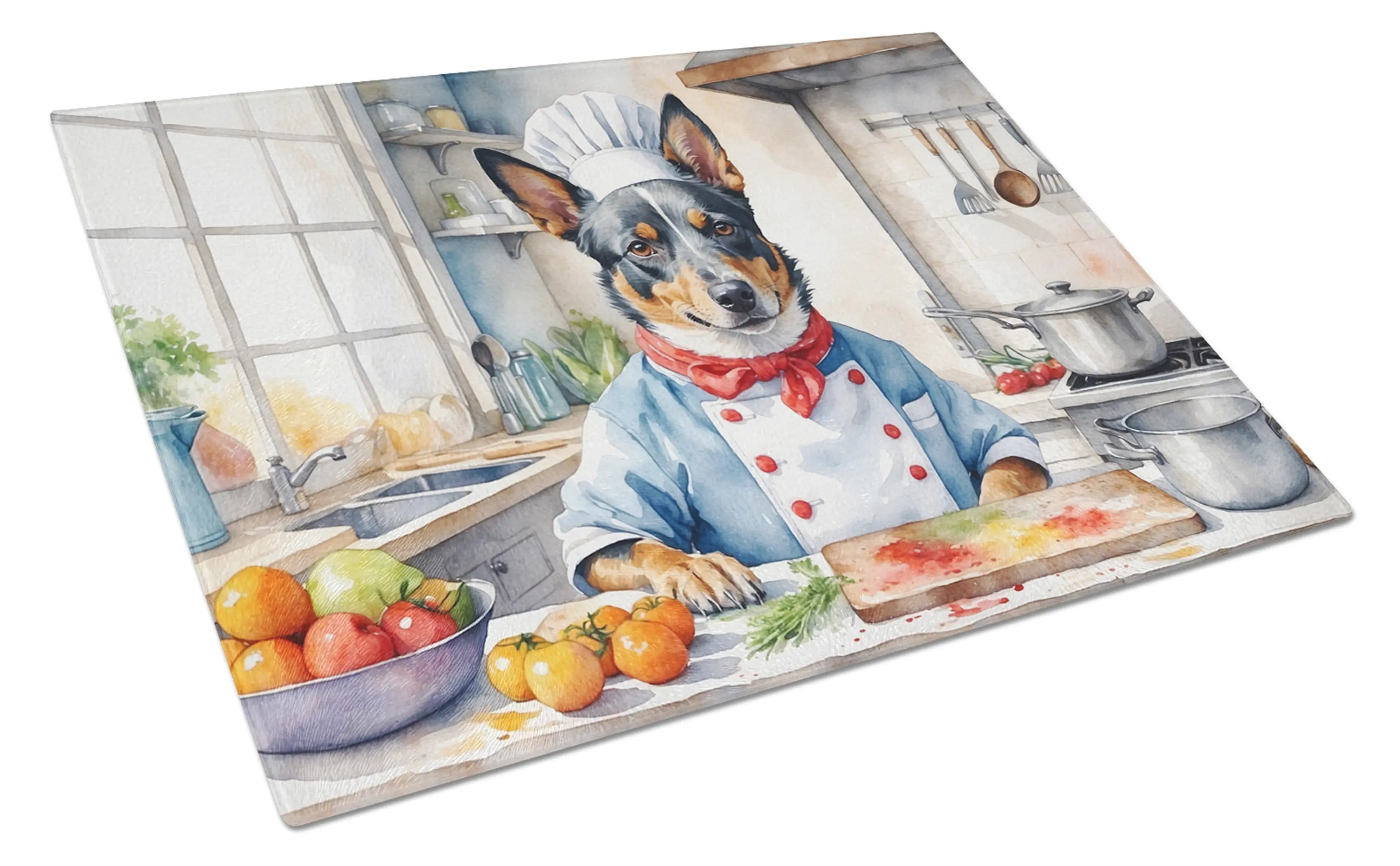 Australian Cattle Dog The Chef Glass Cutting Board Caroline's Treasures