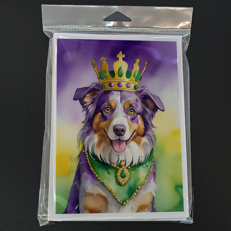 Australian Shepherd King of Mardi Gras Greeting Cards Pack of 8 Caroline's Treasures