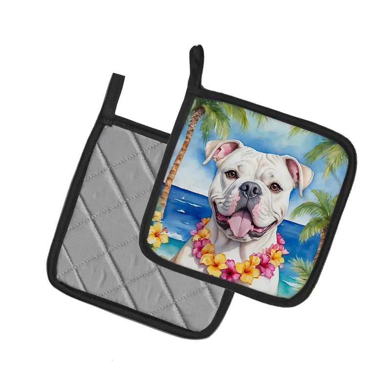 Australian Shepherd Luau Pair of Pot Holders Caroline's Treasures