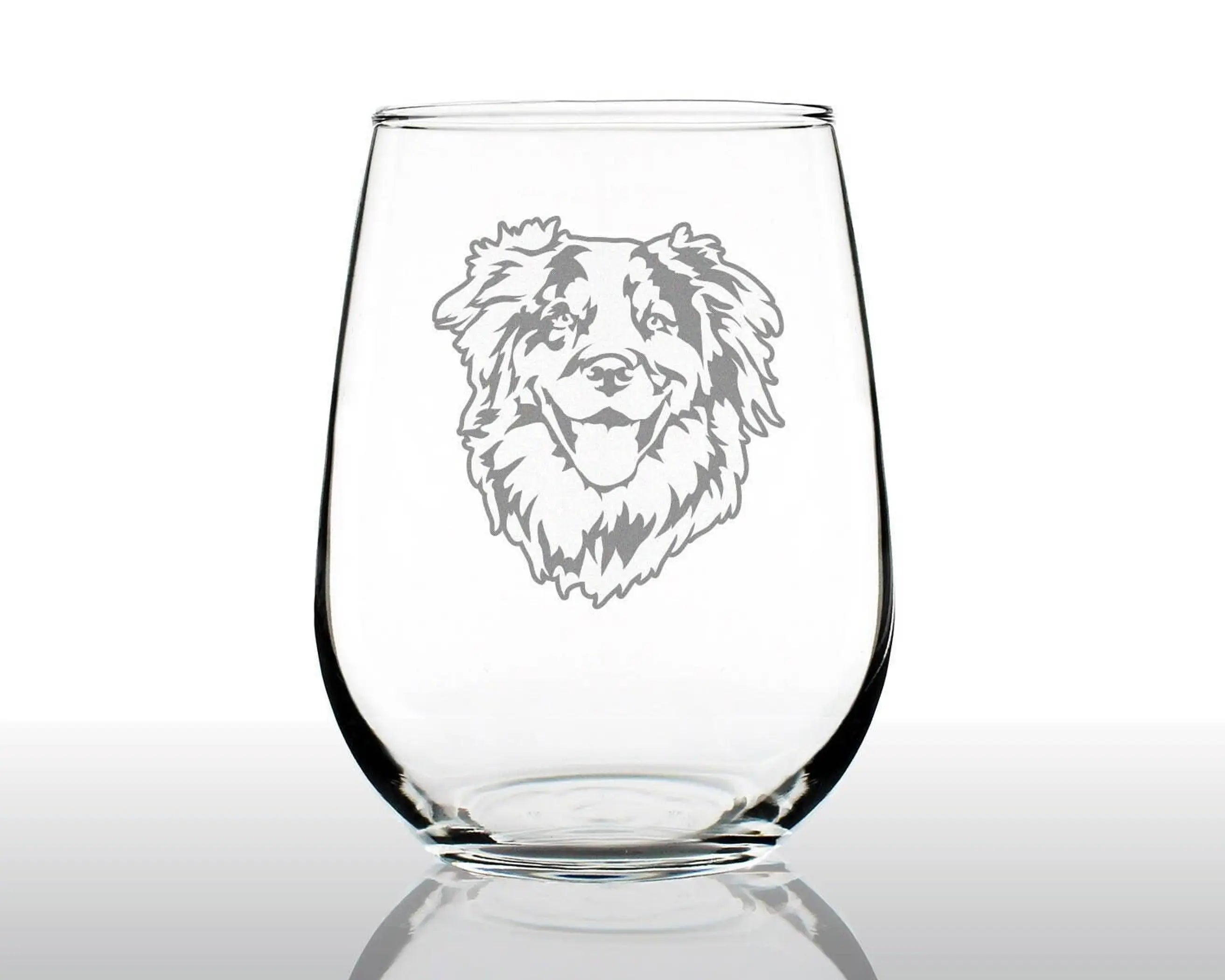 Australian Shepherd Stemless Wine Glass - Dog Gifts Bevvee