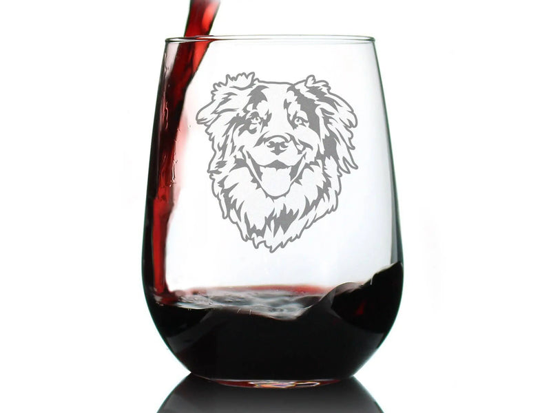 Australian Shepherd Stemless Wine Glass - Dog Gifts Bevvee