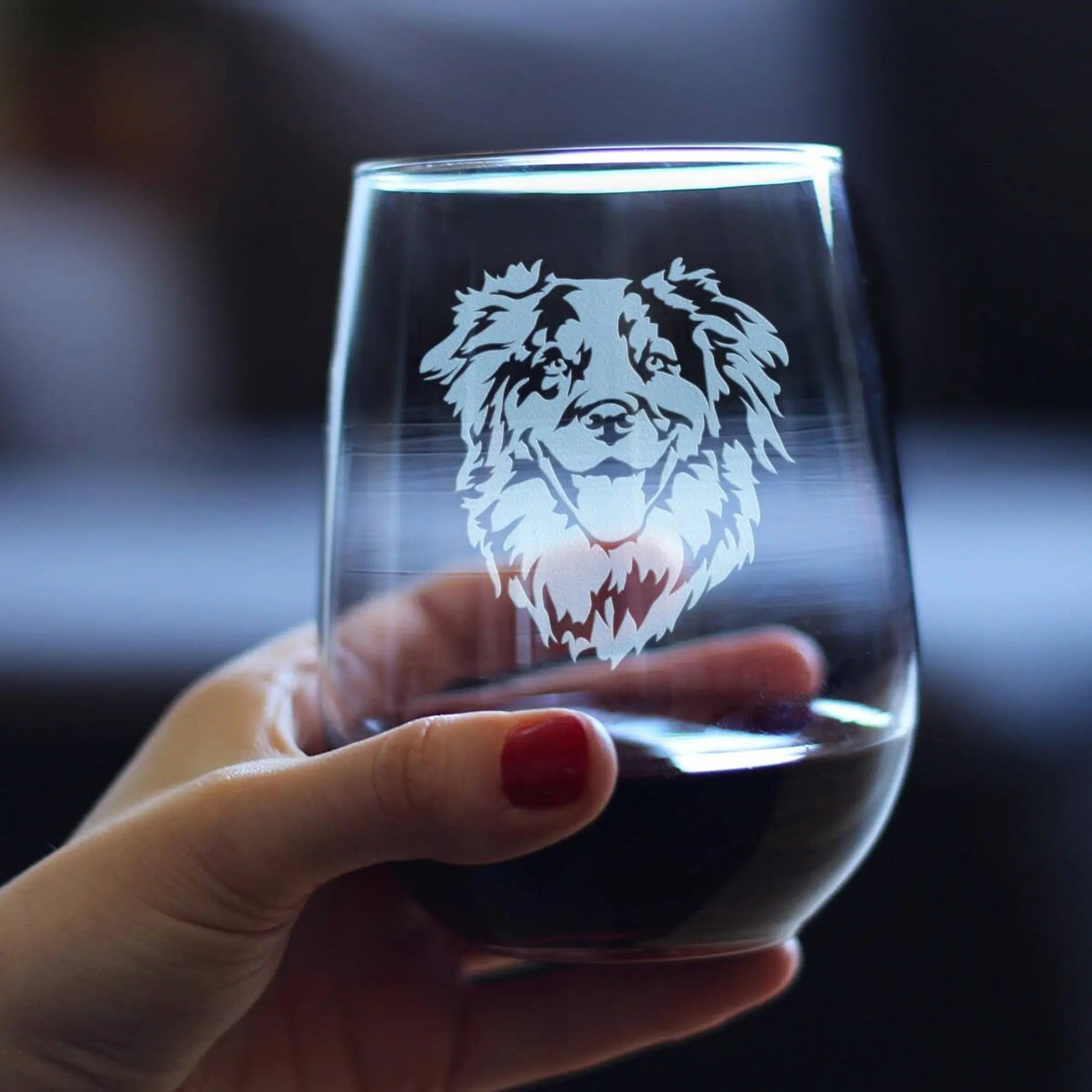 Australian Shepherd Stemless Wine Glass - Dog Gifts Bevvee