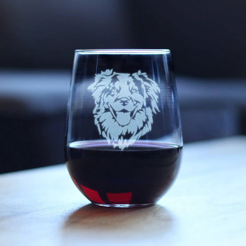Australian Shepherd Stemless Wine Glass - Dog Gifts Bevvee