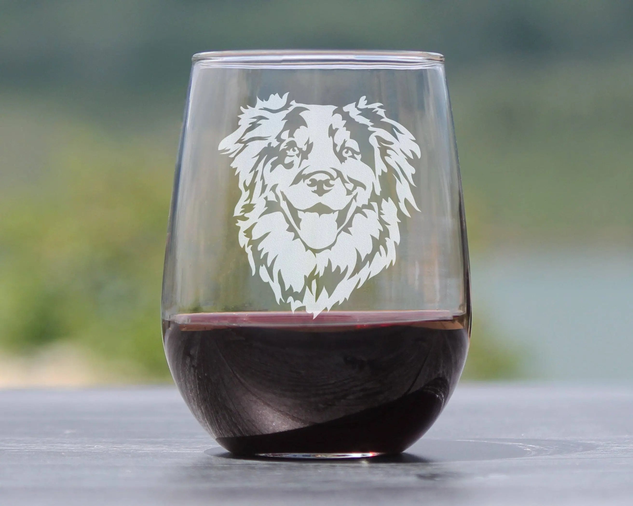Australian Shepherd Stemless Wine Glass - Dog Gifts Bevvee