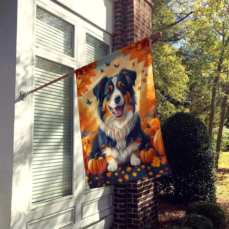 Australian Shepherd Terrier Fall House Flag Caroline's Treasures