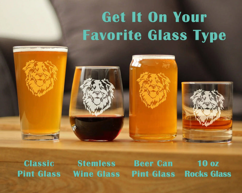 Australian Shepherd Whiskey Rocks Glass - Dog Gifts Bevvee