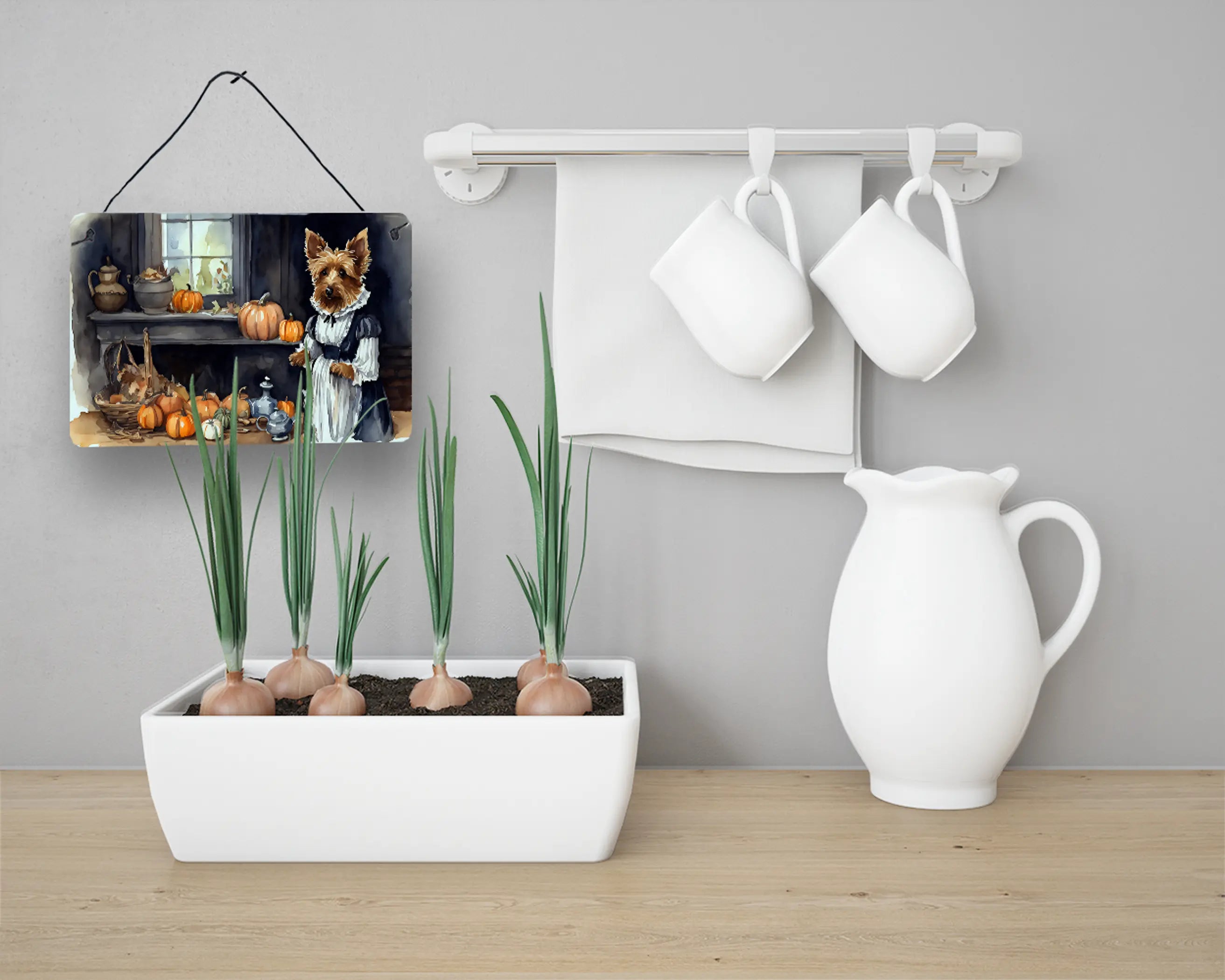 Australian Terrier Fall Kitchen Pumpkins Wall or Door Hanging Prints Caroline's Treasures