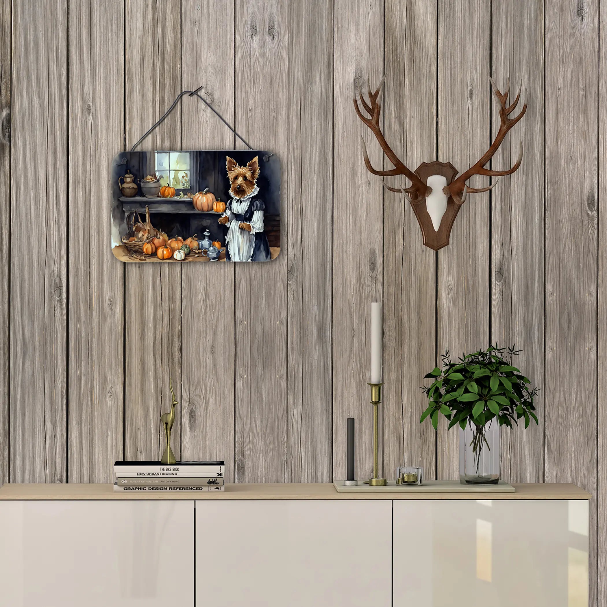 Australian Terrier Fall Kitchen Pumpkins Wall or Door Hanging Prints Caroline's Treasures
