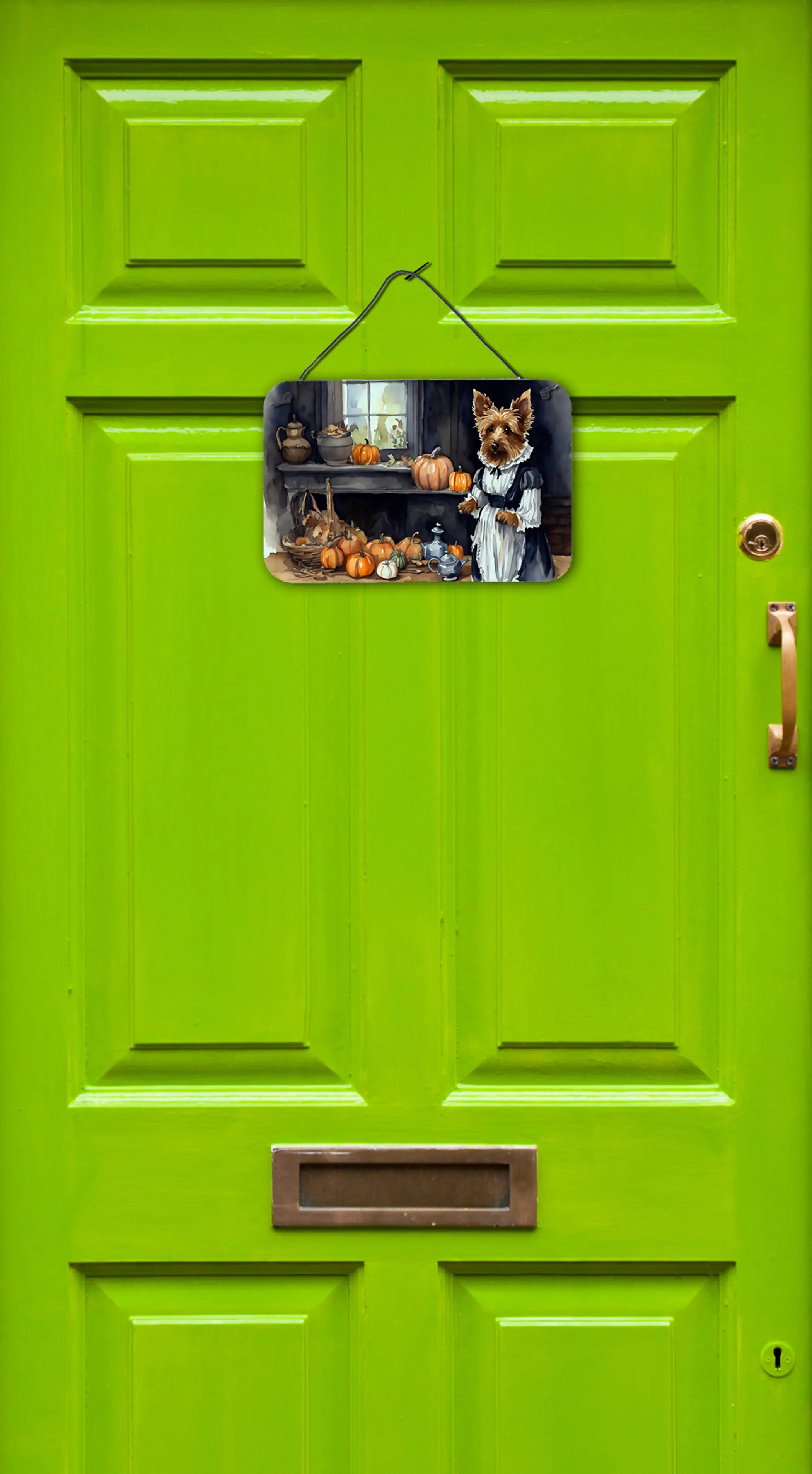 Australian Terrier Fall Kitchen Pumpkins Wall or Door Hanging Prints Caroline's Treasures