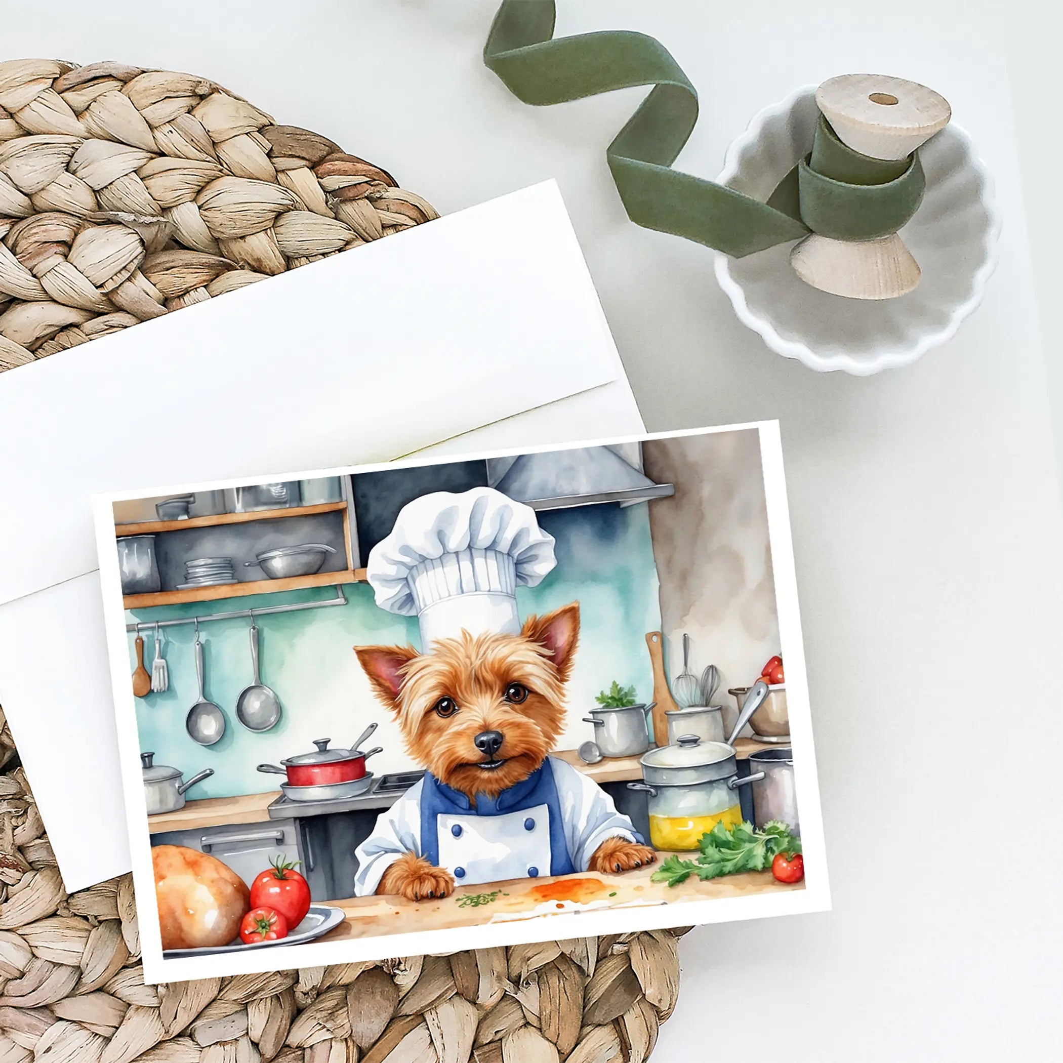 Australian Terrier The Chef Greeting Cards Pack of 8 Caroline's Treasures