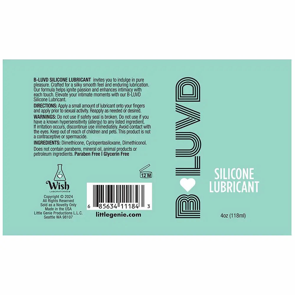 B-Luvd Silicone Lubricant 4oz Little Genie