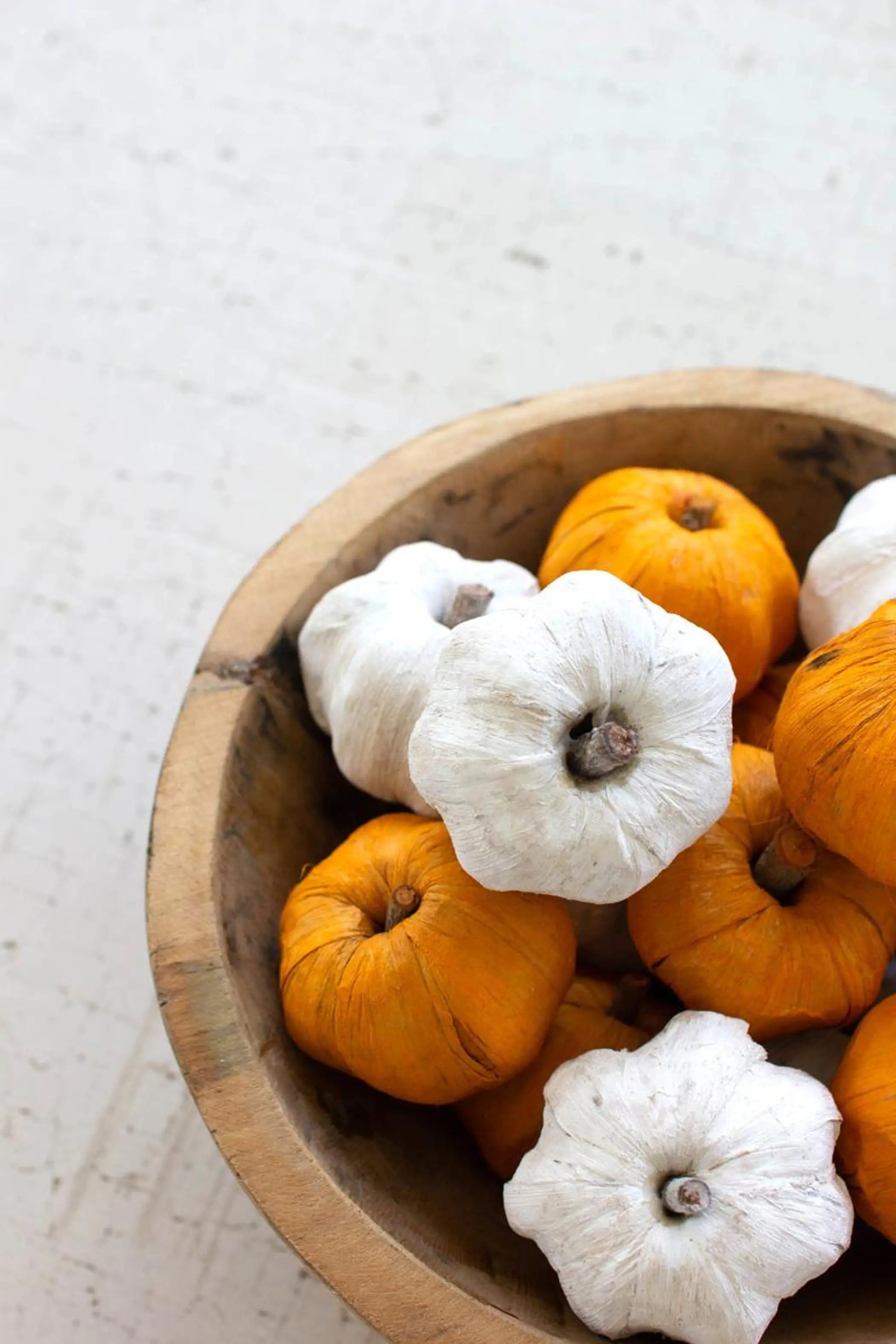 BAG OF FIFTEEN DRIED MINIATURE FAUX PUMPKINS - WHITE Kalalou