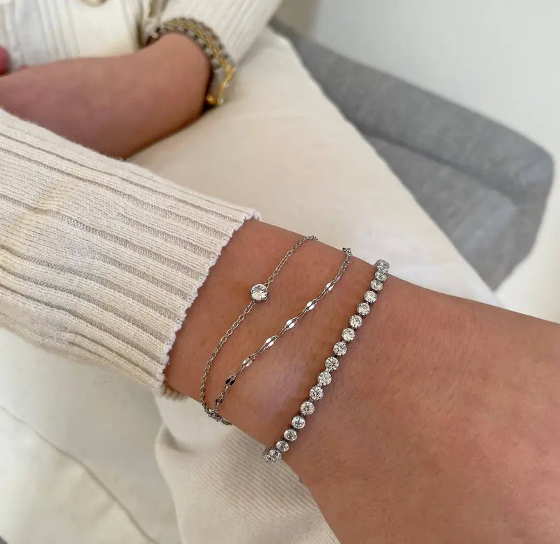 BIJOU SILVER DAINTY DUO SOLITAIRE BRACELET Mai Desiree