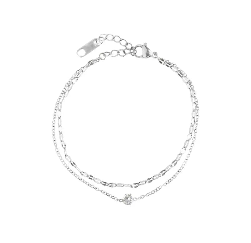 BIJOU SILVER DAINTY DUO SOLITAIRE BRACELET Mai Desiree