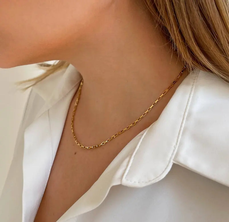 BLAKE GOLD BOX CHAIN NECKLACE Mai Desiree