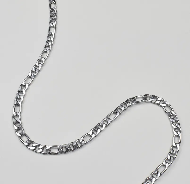 BROOKLYN SILVER FIGARO CHAIN NECKLACE Mai Desiree