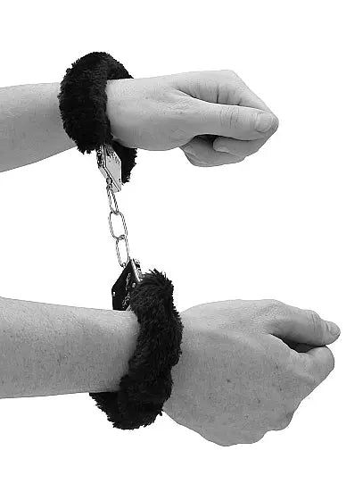 B&w Beginner's Furry Handcuffs W/ Quick Release Button SHOTS AMERICA