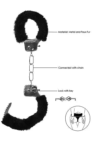 B&w Beginner's Furry Handcuffs W/ Quick Release Button SHOTS AMERICA