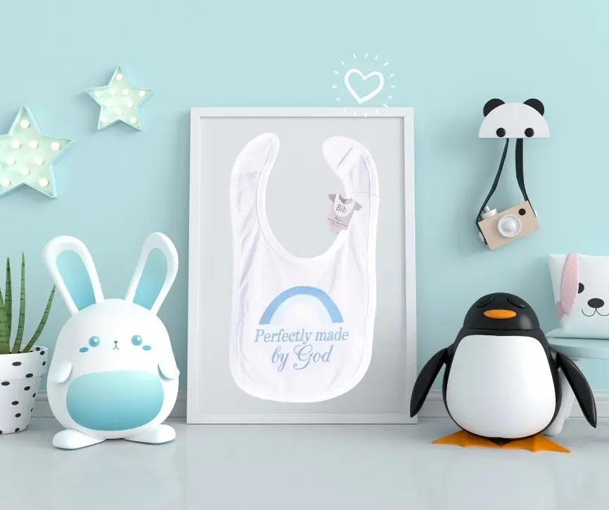 Baby Bib Blue Perfectly Made By God Dicksons Inc