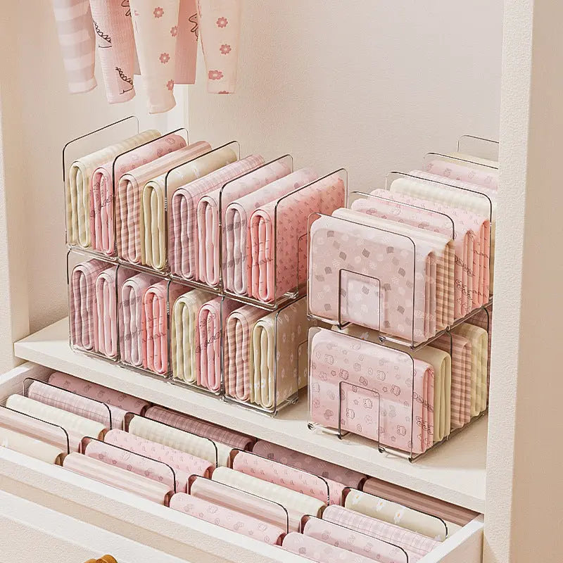 Baby Clothes Storage Box Home Wardrobe Drawer-Type Transparent Kidsren's Baby Cotton Pants Layered Organizer Storage Box GreatEagleInc