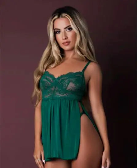 Baby Doll & Panty Set Emerald L/ Magic Silk Lingerie