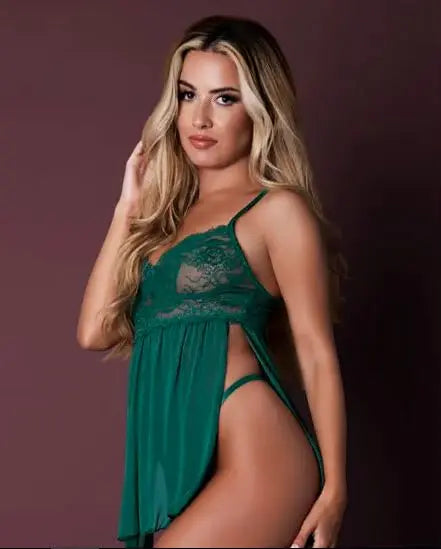 Baby Doll & Panty Set Emerald L/ Magic Silk Lingerie