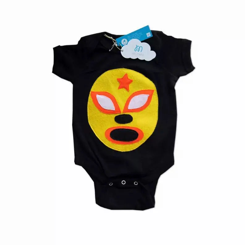 Baby Onesie - Luchador Amarillo - Yellow Mexican Wrestler Mi Cielo
