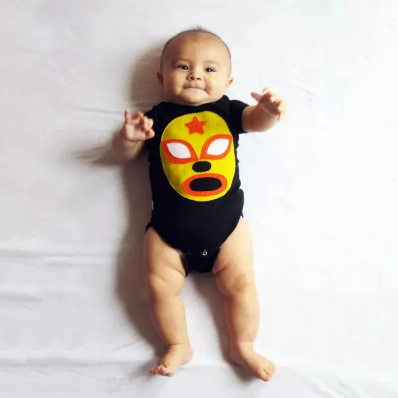 Baby Onesie - Luchador Amarillo - Yellow Mexican Wrestler Mi Cielo