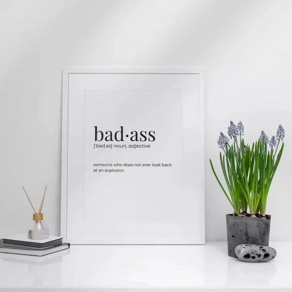 Badass - Greeting Card/Wall Art Print Black Cat Bazaar