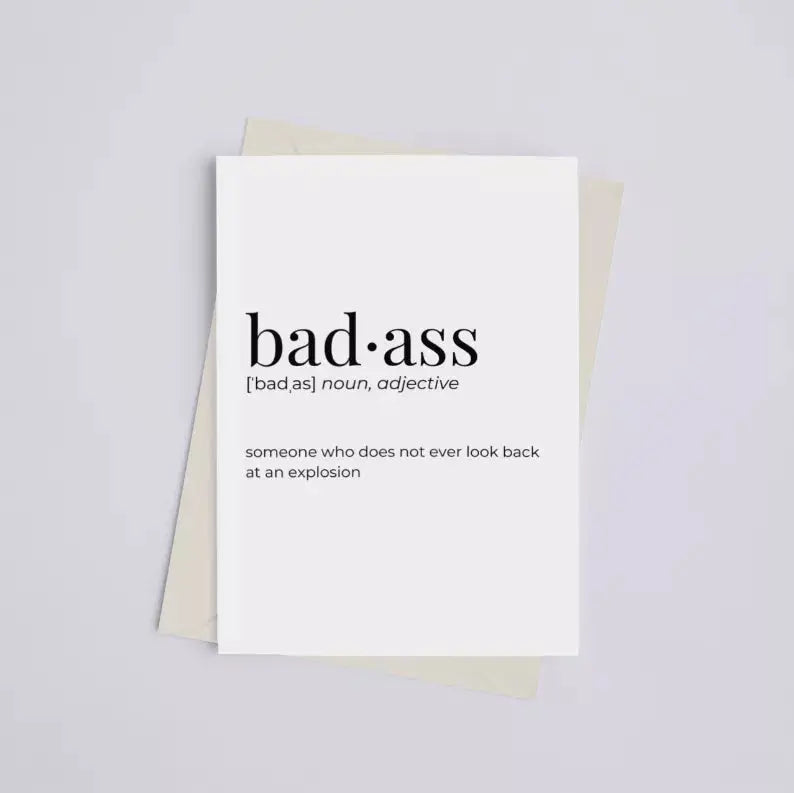 Badass - Greeting Card/Wall Art Print Black Cat Bazaar