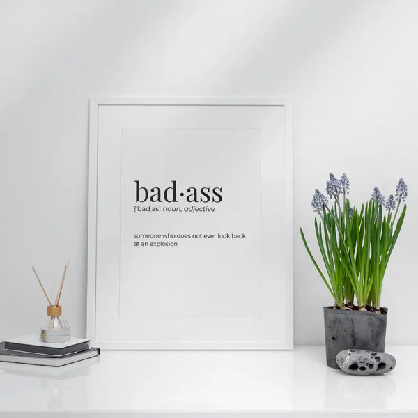 Badass - Greeting Card/Wall Art Print Black Cat Bazaar
