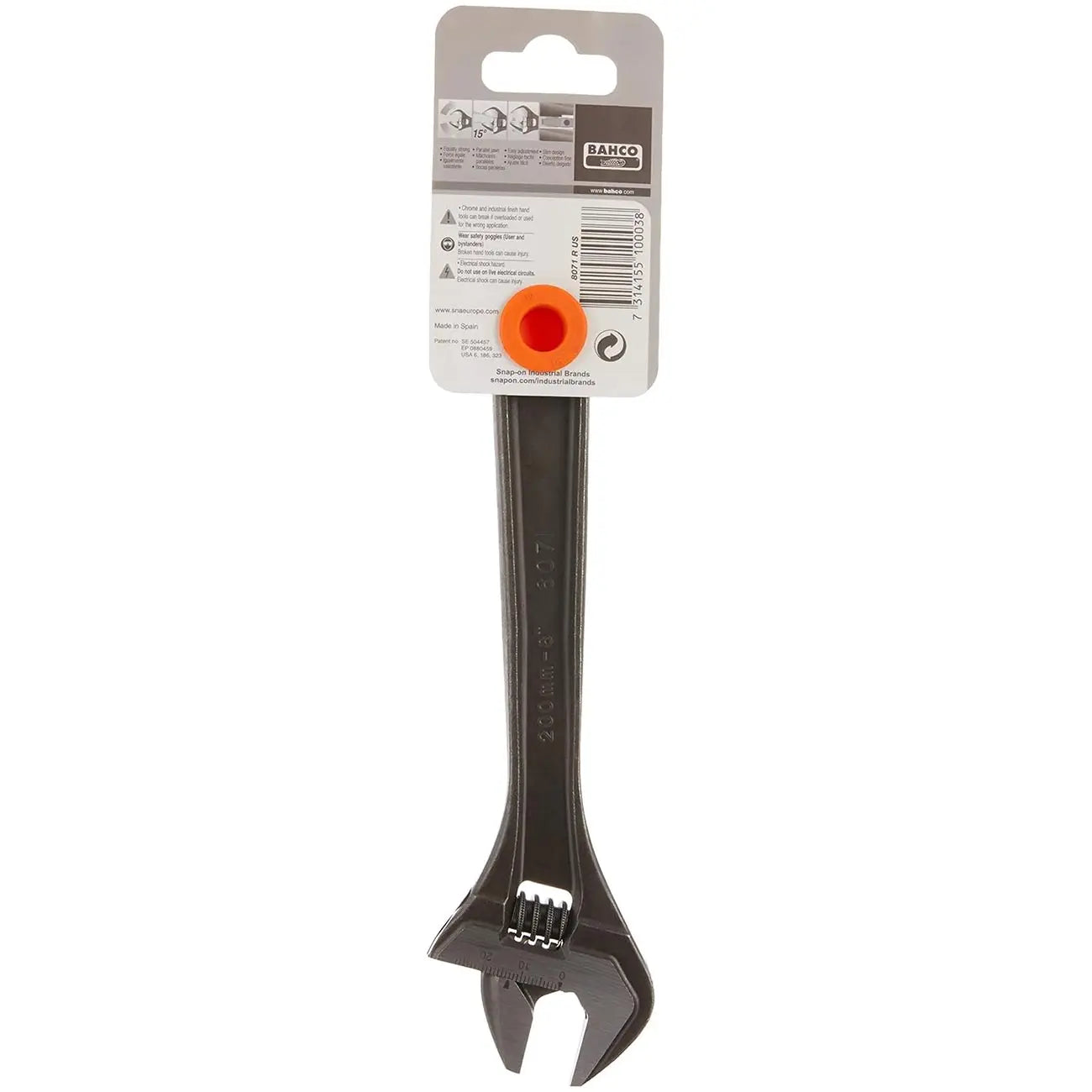 Bahco 8" Central Nut Adjustable Wrenches With Phosphate Finish BAHCO