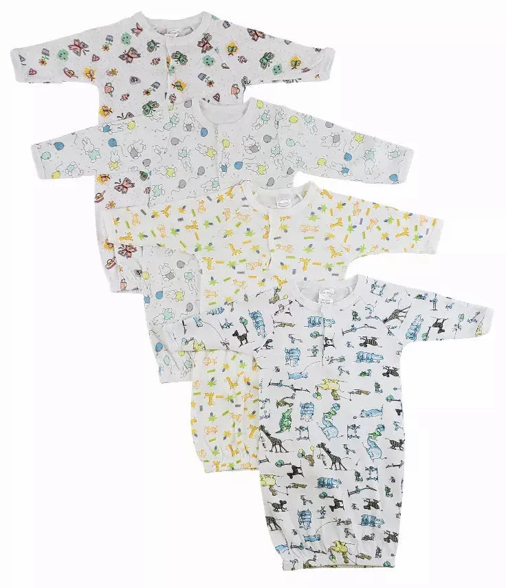 Bambini Girls Print Infant Gowns - 4 Pack Bambini