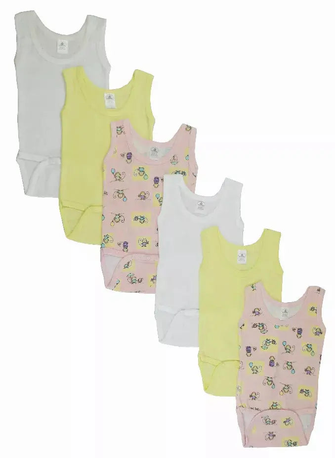 Bambini Girls Tank Top Onezies 6 Pack Bambini