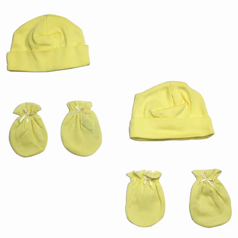 Bambini Neutral Baby Cap and Mittens 4 Piece Set Bambini